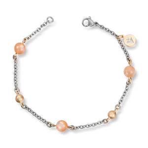 Armbånd i stål med Peach og gullkuler