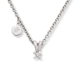 Anheng i hvitt gull med diamant